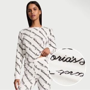 Victoria's Secret - NWT- Cream and Black Script Pajama Set. Size: Small